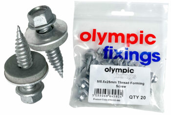 Olympic Fixings 270-100-065 Olympic Fixings Thin Sheet Screws for Solar Kits - 5.5x25 mm - 20 Pcs