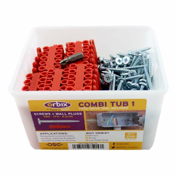 Orbix OBX-COMBI-TUB1 Orbix OBX-COMBI-TUB1 with Red Wall Plugs and Screws