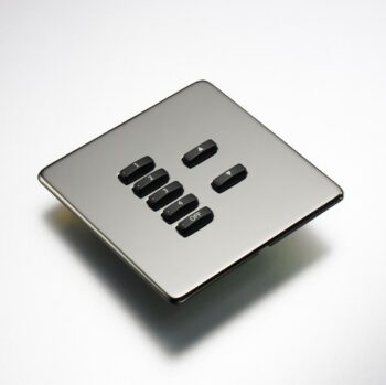 RAKO WLF-070-BN Rako Cover Plate Kit for Classic Wired Control Modules - Single Gang 7-Button - Screwless Flush Mount Crabtree Platinum - Black Nickel