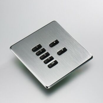 Rako WLF-070-SS Cover Plate Kit, Single Gang, 7-Button, Brushed Stainless Steel, Screwless Flush Mount, Designed for Rako WCM-070 Control Modules.