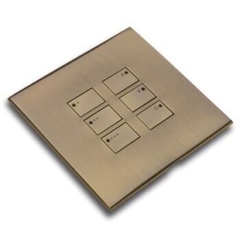 Rako WP-EOS-3030-AB Double Gang 6-Button Antique Brass Cover Plate for EOS Wired Modules