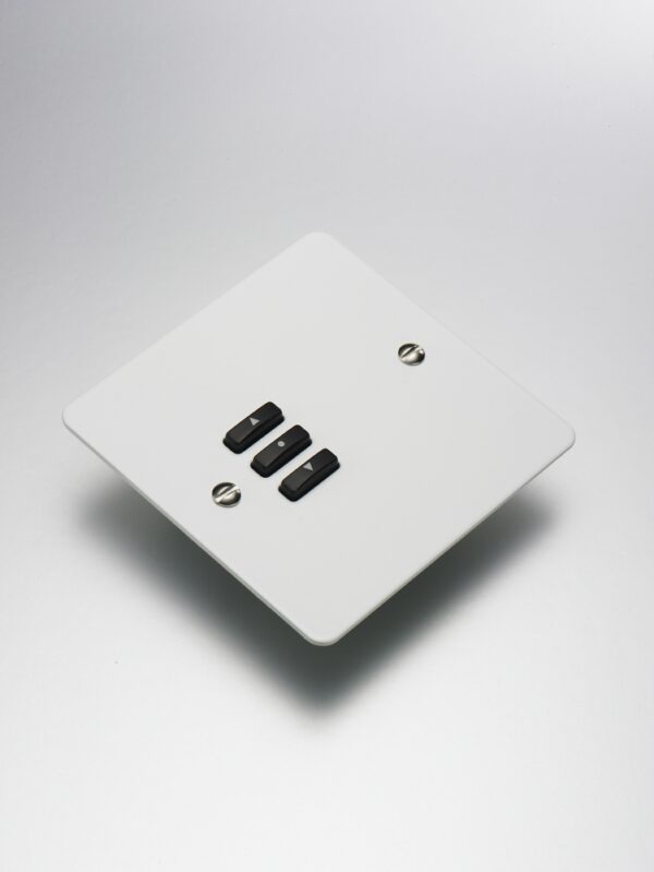 RAKO WVF-030-WM Rako Cover Plate Kit for Classic Wired Control Modules - Single Gang 3-Button - Flat Plate Flush/Surface Mounting - White Metal