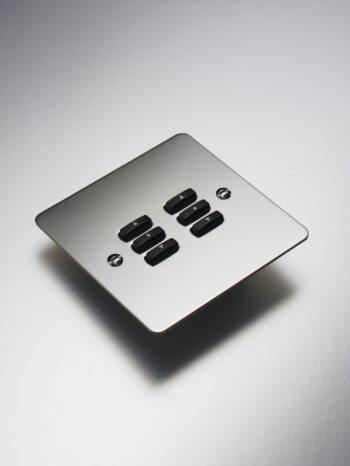 RAKO WVF-060-MSS Rako Cover Plate Kit for Classic Wired Control Modules - Single Gang 6-Button - Flat Plate Flush/Surface Mounting - Mirrored Stainless Steel