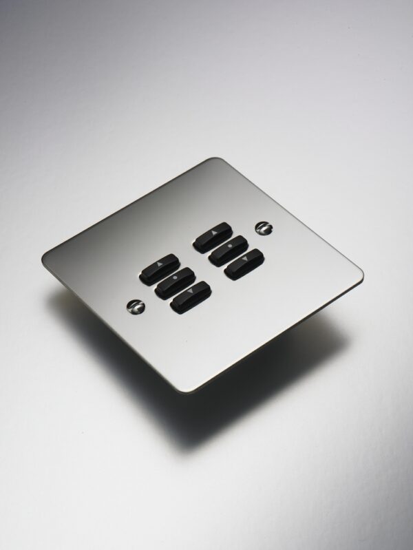 RAKO WVF-060-MSS Rako Cover Plate Kit for Classic Wired Control Modules - Single Gang 6-Button - Flat Plate Flush/Surface Mounting - Mirrored Stainless Steel