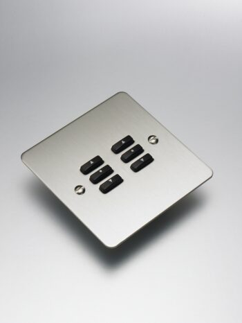 RAKO WVF-060-SS Rako Cover Plate Kit for Classic Wired Control Modules - Single Gang 6-Button - Flat Plate Flush/Surface Mounting - Brushed Stainless Steel