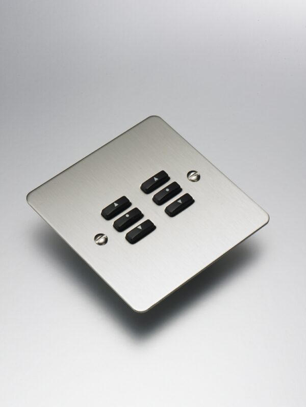 RAKO WVF-060-SS Rako Cover Plate Kit for Classic Wired Control Modules - Single Gang 6-Button - Flat Plate Flush/Surface Mounting - Brushed Stainless Steel