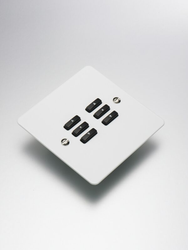 RAKO WVF-060-WM Rako Cover Plate Kit for Classic Wired Control Modules - Single Gang 6-Button - Flat Plate Flush/Surface Mounting - White Metal