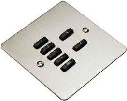 RAKO WVF-070-SS Rako Cover Plate Kit for Classic Wired Control Modules - Single Gang 7-Button - Flat Plate Flush/Surface Mounting - Brushed Stainless Steel