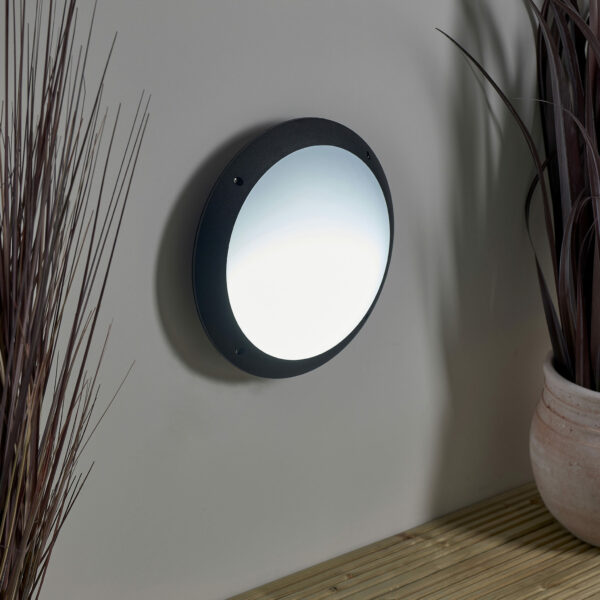 Saxby 55689 Saxby Seran Plain IP65 12W - Matt Black Textured & Opal Pc 4