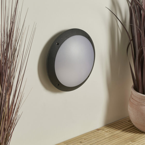 Saxby 55689 Saxby Seran Plain IP65 12W - Matt Black Textured & Opal Pc 5