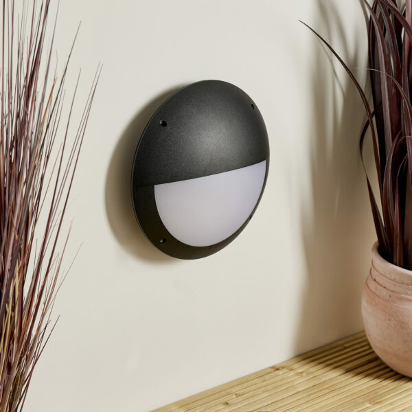 Saxby 55690 Saxby Seran Eyelid IP65 12W - Matt Black Textured & Opal Pc 5