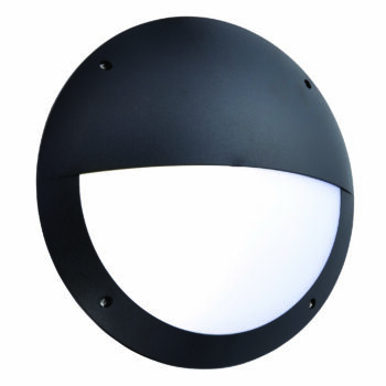 Saxby 78608 Saxby Seran Microwave Eyelid IP65 12W - Matt Black Textured & Opal Pc 1