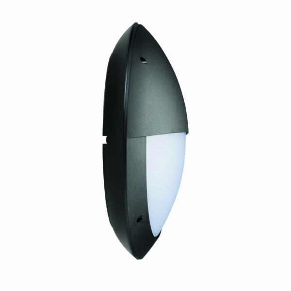 Saxby 78608 Saxby Seran Microwave Eyelid IP65 12W - Matt Black Textured & Opal Pc 6
