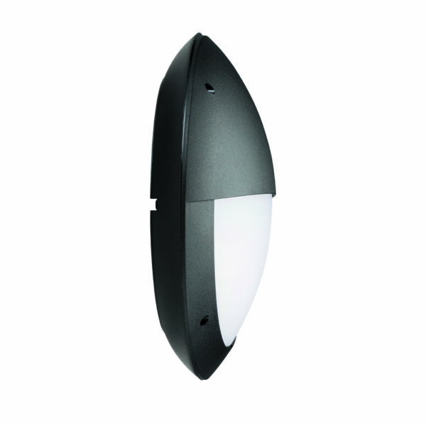 Saxby 78608 Saxby Seran Microwave Eyelid IP65 12W - Matt Black Textured & Opal Pc 7