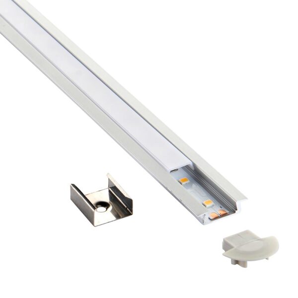 Saxby 94947 Saxby Lighting Rigel SLIM Recessed 2m Aluminium Profile / Extrusion Silver 4