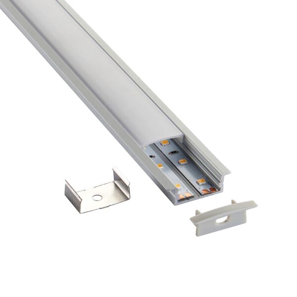 Saxby 97736 Saxby RigelSLIM Recessed Wide Aluminium Profile/Extrusion - 2m Silver 7