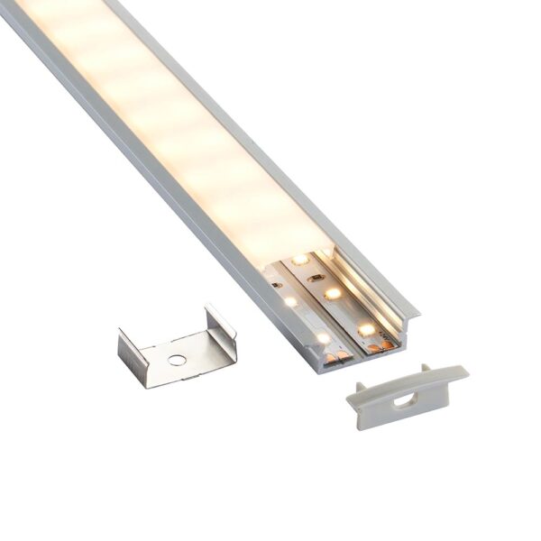 Saxby 97736 Saxby RigelSLIM Recessed Wide Aluminium Profile/Extrusion - 2m Silver 8