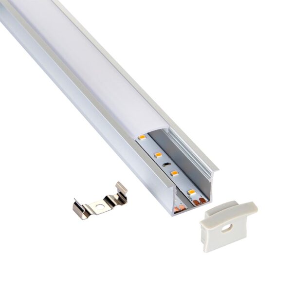 Saxby 97739 Saxby Rigel Recessed Wide Aluminium Profile/Extrusion - 2m Silver 7