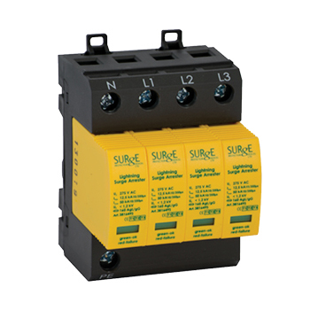 Surge Devices 381649S Surge Devices Type 1+2+3 50kA 3 Phase Lightning and Surge Arrester with Window Indication and Pluggable Modules