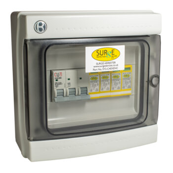 Surge Devices SY2-C40XENCM Surge Devices Type 2 20kA/40kA 3 Phase SPD with Window Indication & 3P 32A MCB in IP65 Polycarbonate Enclosure