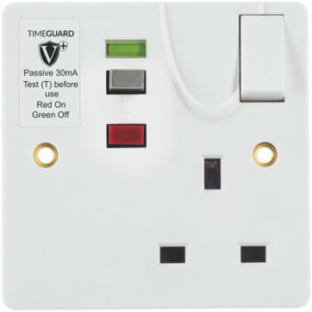 Timeguard RCD02WPVN Timeguard Valiance+ RCD Protected Passive Single Gang Switched Socket - White 2
