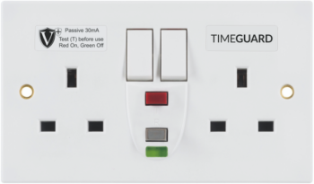 Timeguard RCD06WPVN Timeguard RCD Protected Double Gang White Switched Socket – Passive 2