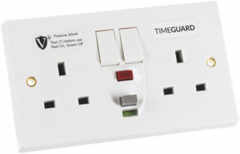 Timeguard RCD06WPVN Timeguard RCD Protected Double Gang White Switched Socket – Passive 1