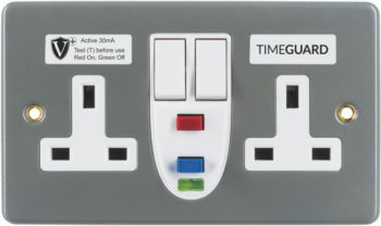 Timeguard RCD07MAVN Timeguard RCD Protected Double Gang Metal Switched Socket – Active 2