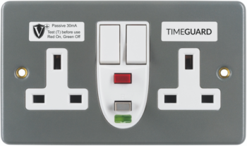 Timeguard RCD08MPVN Timeguard RCD Protected Double Gang Metal Switched Socket – Passive 2