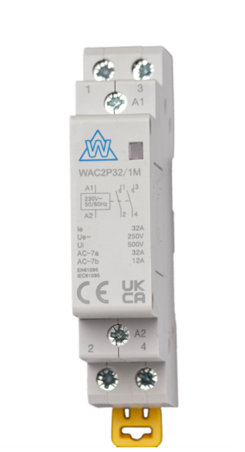 WCED WAC2P32/1M WCED WAC2P32/1M 2 Pole 32A Normally Open AC Contactor - 1 Module 1