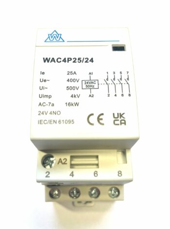 WCED WAC4P25/24 WCED 4 Pole 25A 24V Normally Open AC Contactor 1