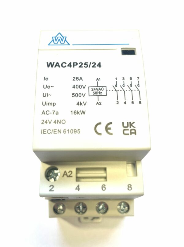 WCED WAC4P25/24 WCED 4 Pole 25A 24V Normally Open AC Contactor 1