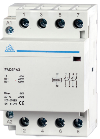 WCED WAC4P25CO WCED 4P 25A 2NC 2NO Modular Contactor 2