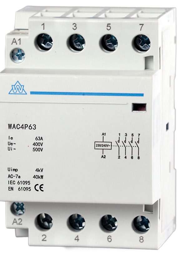 WCED WAC4P25CO WCED 4P 25A 2NC 2NO Modular Contactor 1