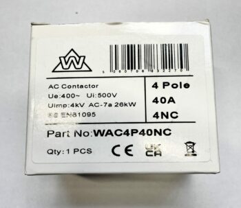 WCED WAC4P40NC WCED WAC4P40NC 4 Pole 40A Normally Closed AC Contactor 2