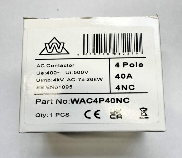 WCED WAC4P40NC WCED WAC4P40NC 4 Pole 40A Normally Closed AC Contactor 2