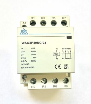 WCED WAC4P40NC/24 WCED 4 Pole 40A 24V Normally Closed AC Contactor 1