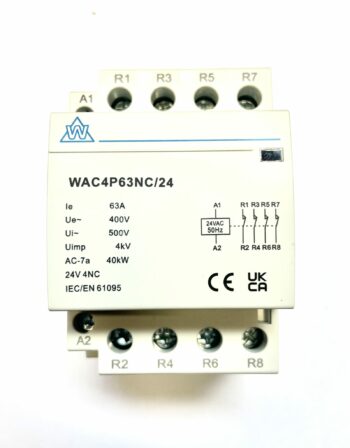 WCED WAC4P63NC/24 WCED 4 Pole 63A 24V Normally Closed AC Contactor 1