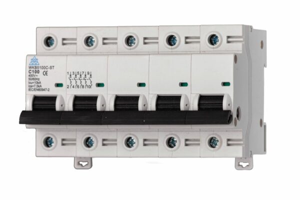 WCED WKB5100C WCED 100A C Curve 5 Pole MCB 10kA 1