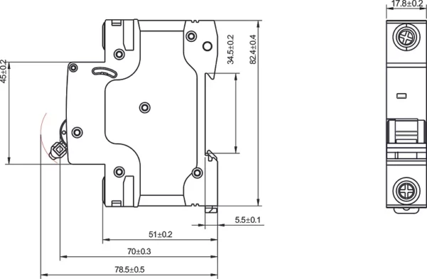WCED WMC150B WCED Miniature Circuit Breaker 6kA Curve B - 50A 2