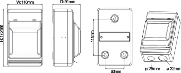 WCED WME3L/32 WCED Mini CU 3 Way Empty Enclosure 3