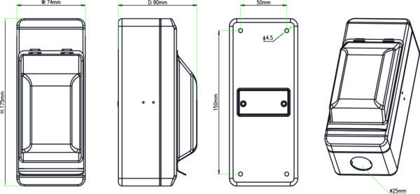 WCED WMEV225B WCED A-Type Electric Vehicle 2 Module Enclosure - 25A RCBO B Curve 2