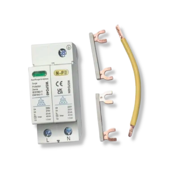 WCED WSPD240KIT2 Type 2 40kA Surge Arrestor SPD Kit with Busbar and Earth Link 1