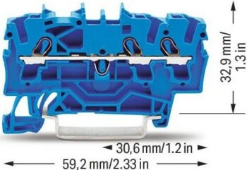 Wago 2002-1304 Wago 2002 3-Conductor Through Terminal Block - 2.5 mm² Blue 2