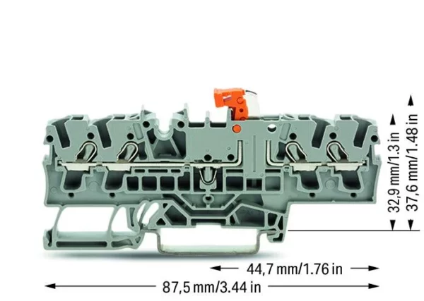 Wago 2002-1871 Wago 2002 4-Conductor Disconnect/Test Terminal Block - 2.5 mm² Grey 3