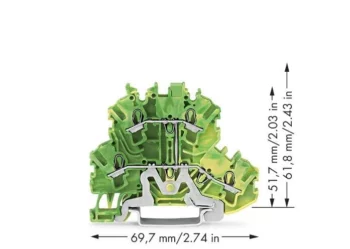 Wago 2002-2207 Wago 2002 Double-Deck 4-Conductor Ground Terminal Block - 2.5 mm² Green-Yellow 2