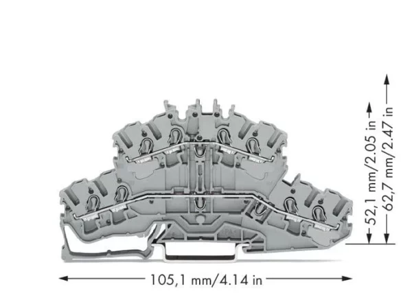 Wago 2002-2401 Wago 2002 Double-Deck 4-Conductor Through Terminal Block - 2.5 mm² Grey 2