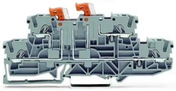 Wago 2002-2951 Wago 2002 Double-Deck Double-Disconnect Terminal Block with 2 Pivoting Knife Disconnects - 2.5 mm² Grey 1