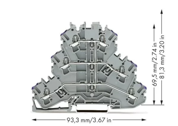 Wago 2002-3208 Wago 2002-3208 6-Conductor Through Triple-Deck Terminal Block - 2.5 mm² Grey 2