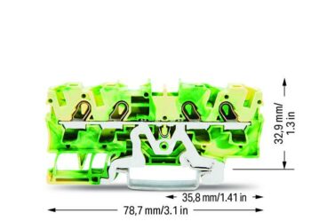 Wago 2004-1407 Wago 2004 4-Conductor Ground Terminal Block - 4 mm² Green-Yellow 2